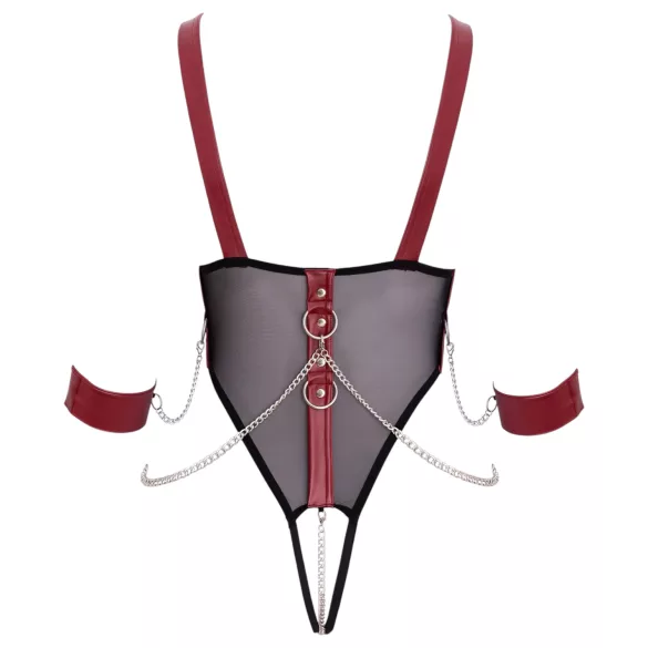 Cottelli Bondage - body ouvert à lanières avec chaîne - noir - L