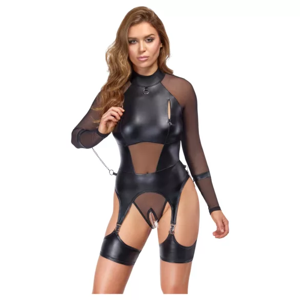 Cottelli Bondage - haut transparent avec menottes - noir