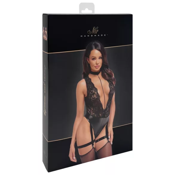 Noir Libido - body porte-jarretelles - dentelle noire - L