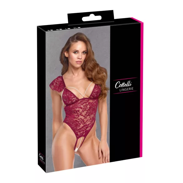 Cottelli - body en dentelle avec perles - rouge - M