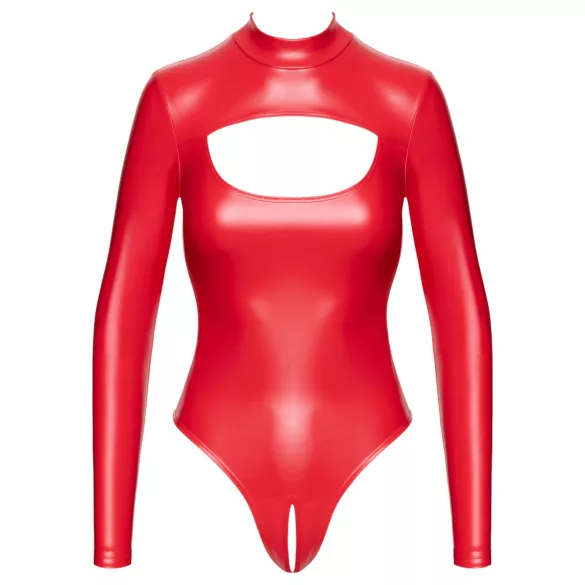 Noir - body effet brillant - rouge - L
