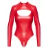 Noir - body effet brillant - rouge - L