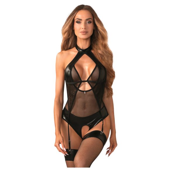 Obsessive Dominna - Body transparent effet brillant (noir)