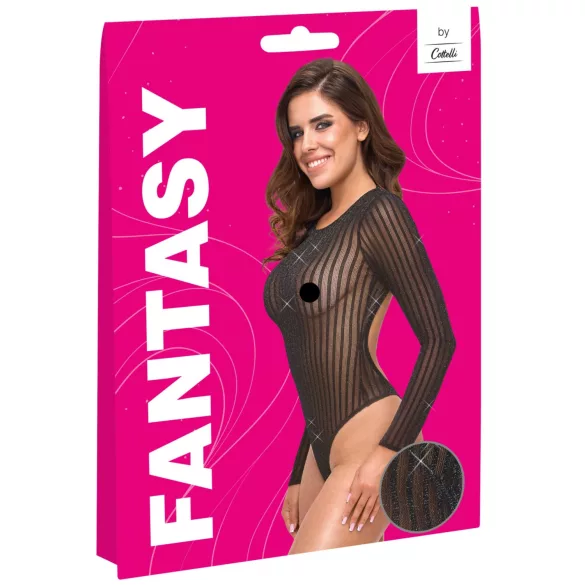 Cottelli - body rayé à fils argentés (noir) - S-L