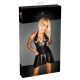 Noir - Robe superposée avec haut transparent et licou (noir) - L