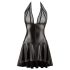 Noir - robe plissée, décolleté transparent, col à nouer (noir) - L