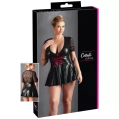   Cottelli - Robe grande taille brillante - corset rouge - noir - XXL
