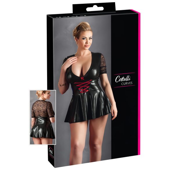 Robe brillante noire avec corset rouge - Cottelli T. Plus - XXL