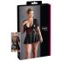 Cottelli Plus Size - Robe brillante avec corset rouge (noir) - XXXL