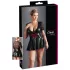 Cottelli - Robe grande taille brillante - corset rouge - noir - XXXXL