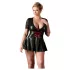 Cottelli - Robe grande taille brillante - corset rouge - noir - XXXXL
