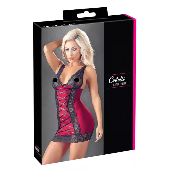 Cottelli - robe moulante lacée - rouge - lingerie sexy - M
