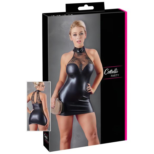 Cottelli - Robe dos-nu à col brillant en dentelle (noir) - XL