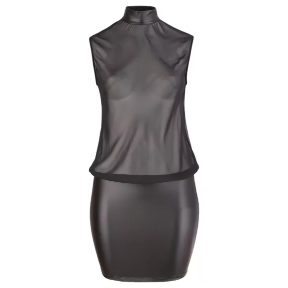 Cottelli - robe grande taille transparente - chiffon brillant noir - 2XL