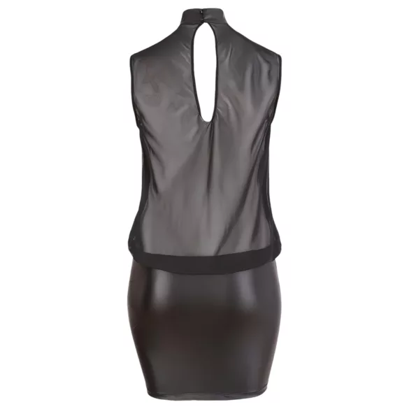 Cottelli - robe grande taille transparente - chiffon brillant noir - 2XL