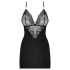 Obsessive 828-CHE-1 - Robe et string à bretelles strass (noir) - L/XL