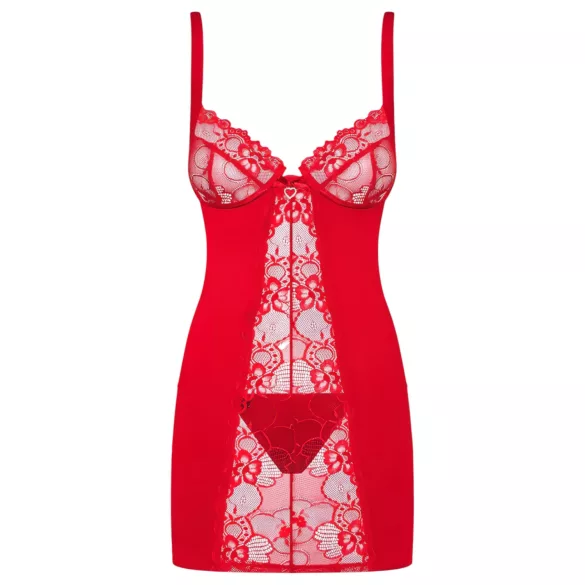 Obsessive Heartina - nuisette et string - rouge - L/XL