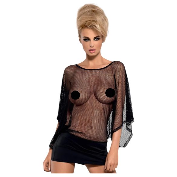 Obsessive Punker - robe mini transparente et string (noir)