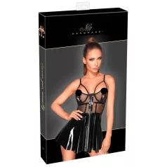 Noir - robe en vinyle avec empiècements résille - noir - M