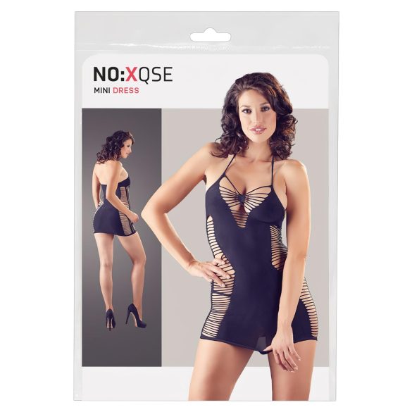 NO:XQSE - robe à résilles et string à col - noir (S-L)