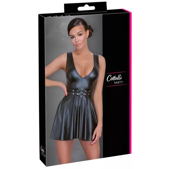Cottelli - robe plissée sexy - ceinture incluse - noir