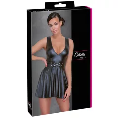 Cottelli - robe plissée sexy - ceinture incluse - noir - XL