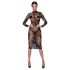 Noir - Robe transparente fleurie manches longues (noire) - M