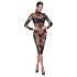 Noir - Robe transparente fleurie manches longues (noire) - M