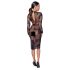 Noir - Robe transparente fleurie manches longues (noire) - M