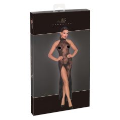 Noir - robe longue transparente fleurie (noire)