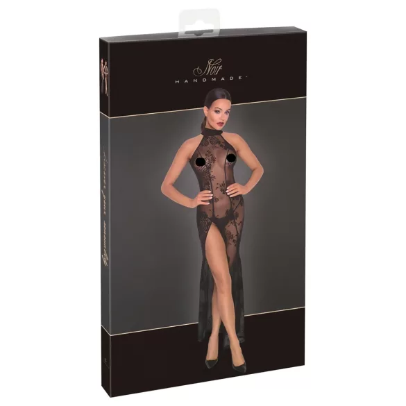 Noir - robe longue transparente à motifs floraux - noir