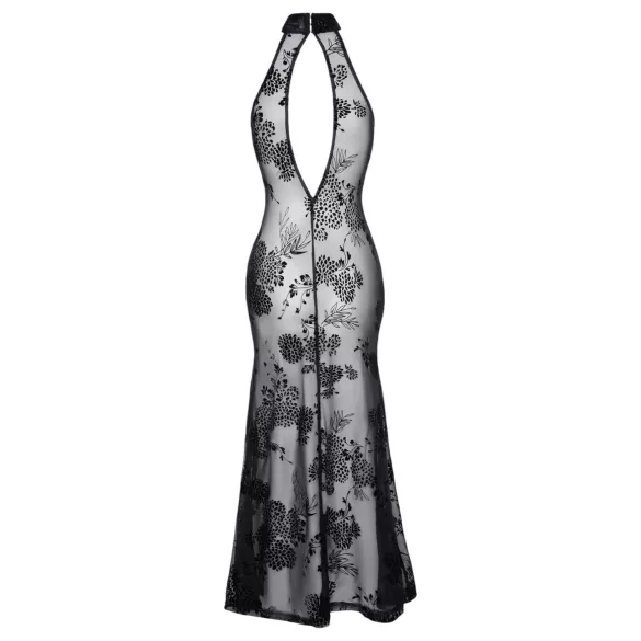 Noir - robe longue transparente à motifs floraux - noir