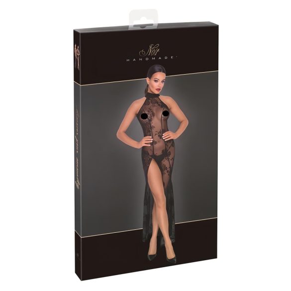 Noir - robe longue transparente fleurie (noire) - M