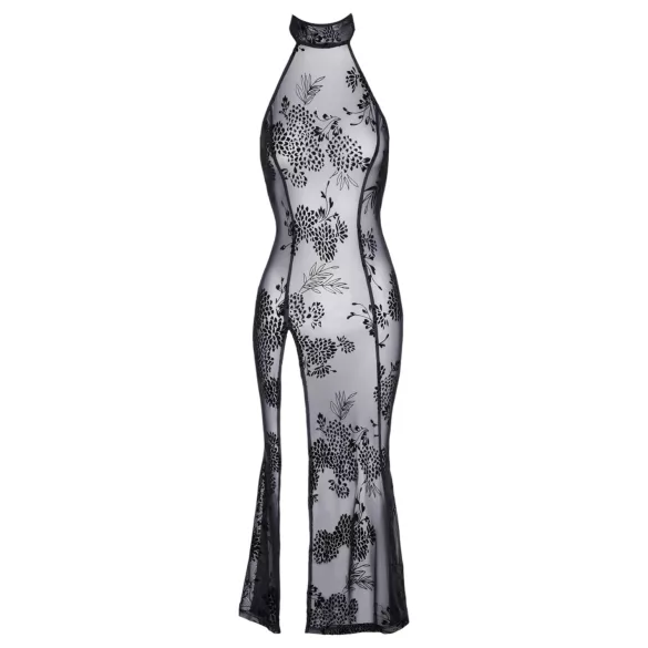 Noir - robe longue transparente à motifs floraux - noir - L