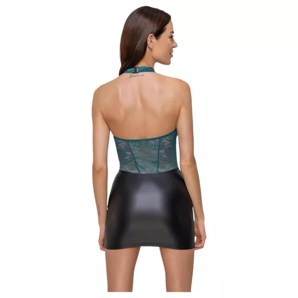Cottelli - robe brillante en dentelle avec laçage (noir-vert)