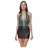 Cottelli - robe brillante en dentelle avec laçage (noir-vert) - L