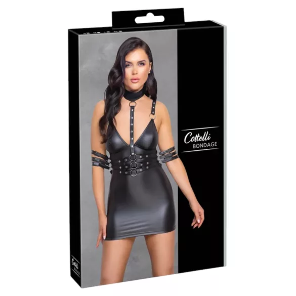 Cottelli Bondage - robe mini brillante à col tour de cou - noir - M