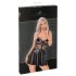 Noir - robe brillante avec haut dentelle (noir) - L