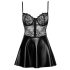 Noir - robe brillante avec haut dentelle (noir) - L
