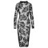 Noir - robe à manches longues avec motif de roses (noir) - L