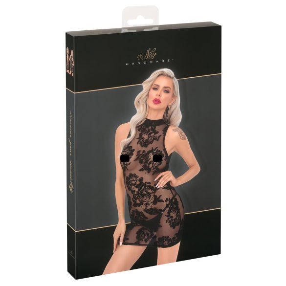 Noir - robe mini noire sans manches à motif de roses
