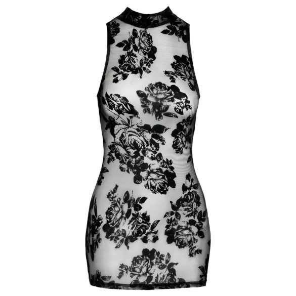 Noir - robe mini noire sans manches à motif de roses - M