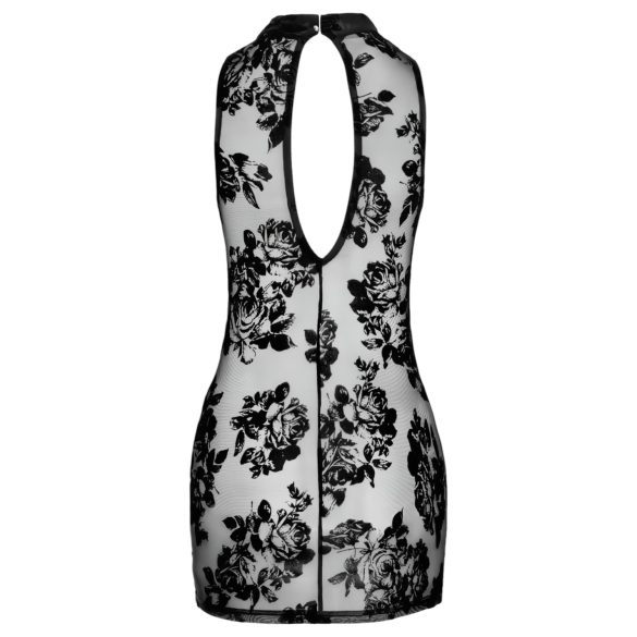 Noir - robe mini noire sans manches à motif de roses - M