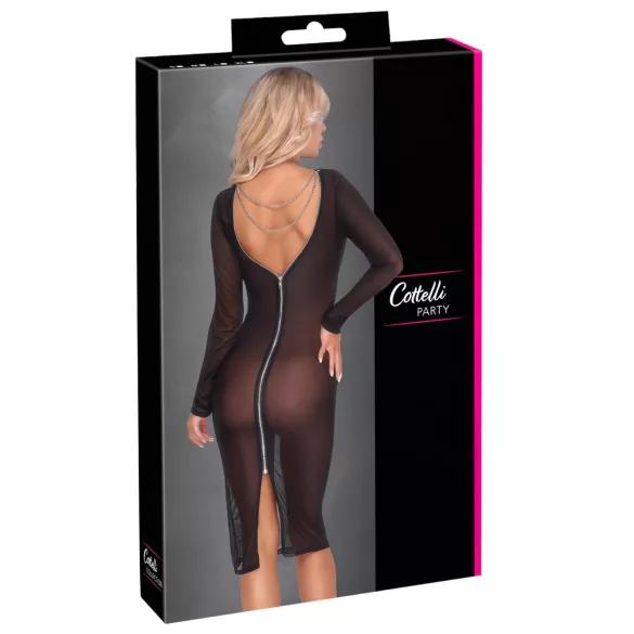 Cottelli Party - robe transparente avec fermeture éclair - noir