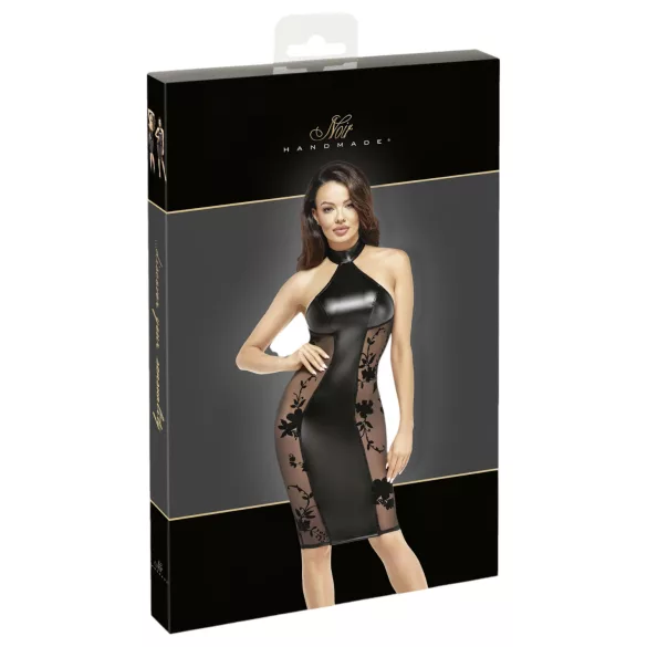 Noir - Robe brillante à col halter (noir)