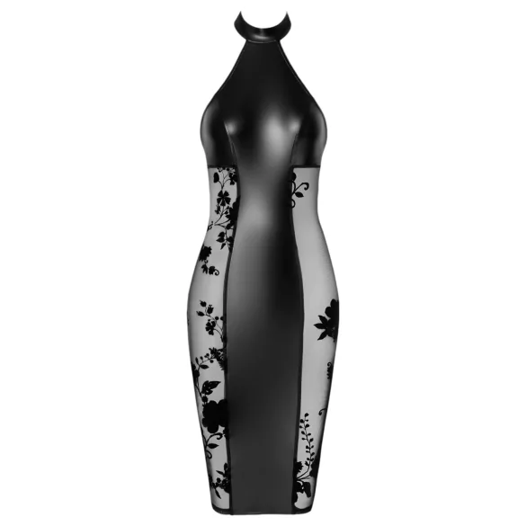 Noir - Robe brillante à col halter (noir)