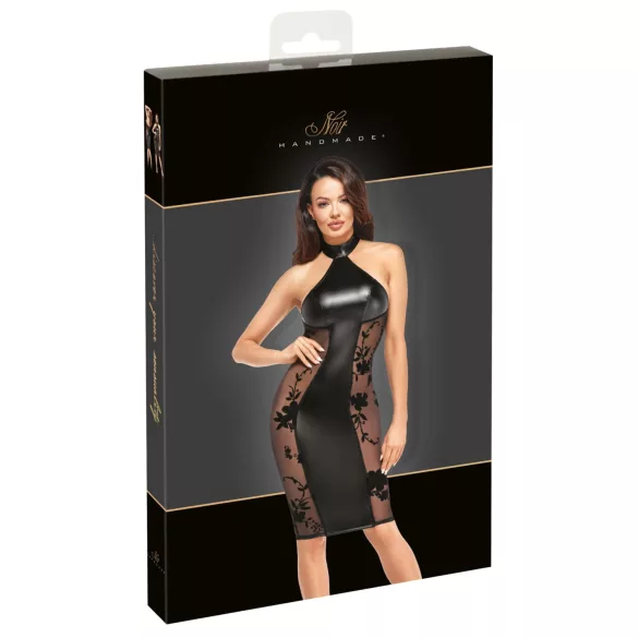 Noir - Robe brillante à col halter (noir) - M