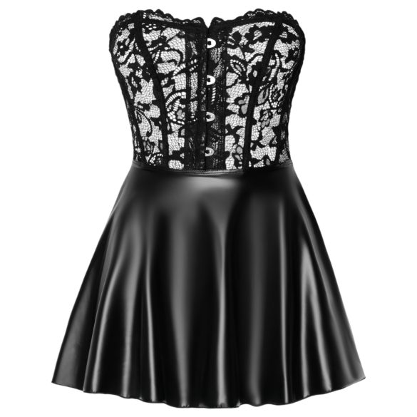 Noir - robe mini moulante - haut dentelle - effet brillant - noir - M