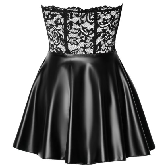 Noir - robe mini moulante - haut dentelle - effet brillant - noir - M