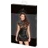 Noir - Robe brillante avec corset et haut en dentelle (noir)